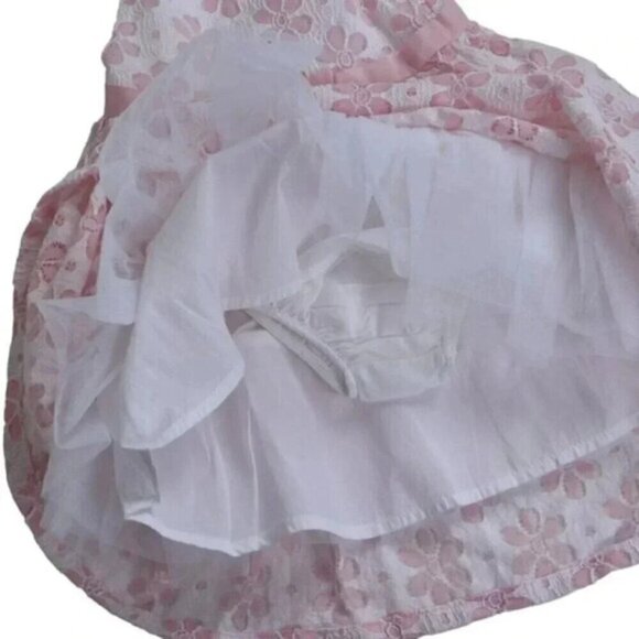 NWT Dressed Up By Gymboree Eyelet Dress Pink White Tulle Party 12-18M - Picture 7 of 9